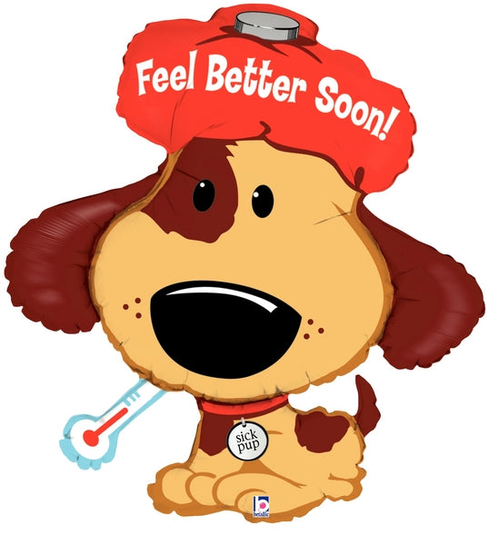 37" Foil Shape Balloon Packaged Feel Better Sick Pup