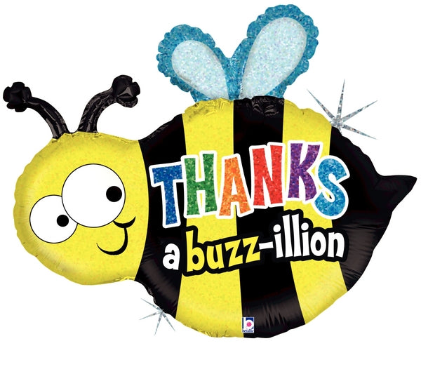 30" Holographic Shape Balloon Thanks A Buzzillion