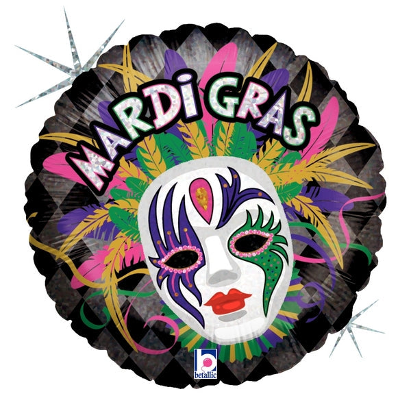 18" Holographic Balloon Mardi Gras