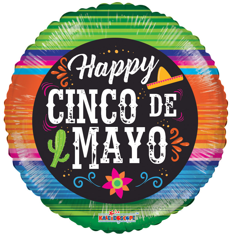 18" Happy Cinco De Mayo Sarape Foil Balloon (Spanish)