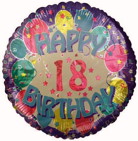 18" Happy 18th Birthday Foil Balloon