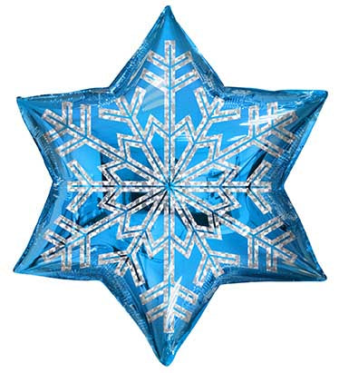 Manufactured by Convergram in Mexico measuring 9 Inches with message Blue Snowflake. Balloon is shown uninflated.