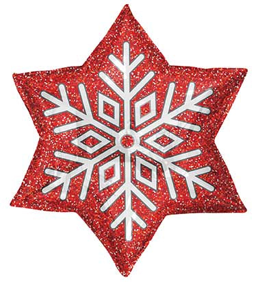 Manufactured by Convergram in Mexico measuring 9 Inches with message Red Snowflake. Balloon is shown uninflated.