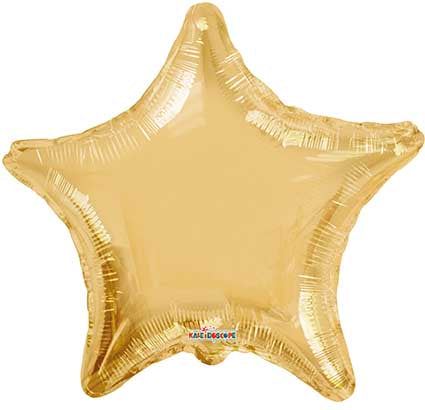 Manufactured by Convergram in Mexico measuring 9 Inches with message Solid Champagne Gold Star. Balloon is shown uninflated.