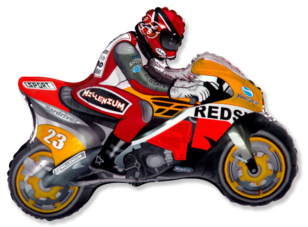 36" Moto Racing Bike Red/Orange Balloon