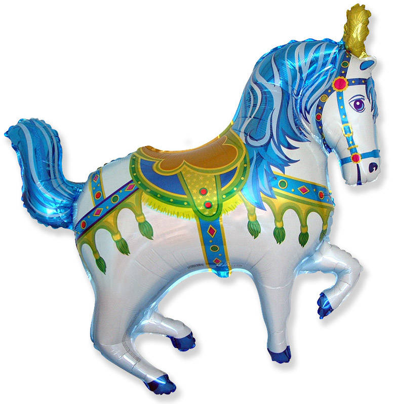 35" Horse Circus Balloon Blue