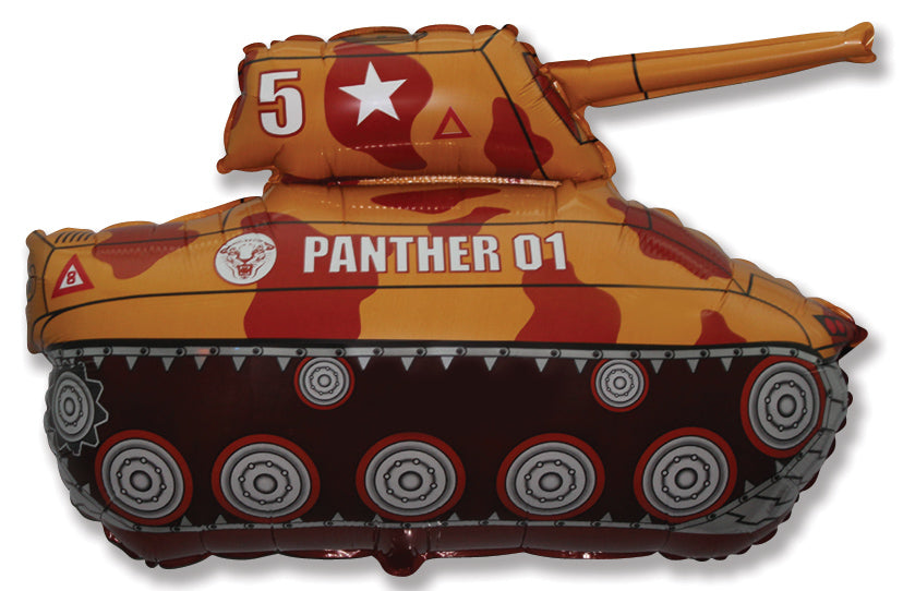 Uninflated 28" Brown/Orange Tank Foil Balloon Made By Flexmetal Balloon Manufacturing Company of Spain