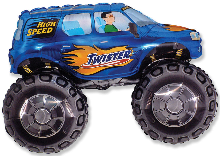 30" Big Wheels Monster Truck Blue Foil Balloon