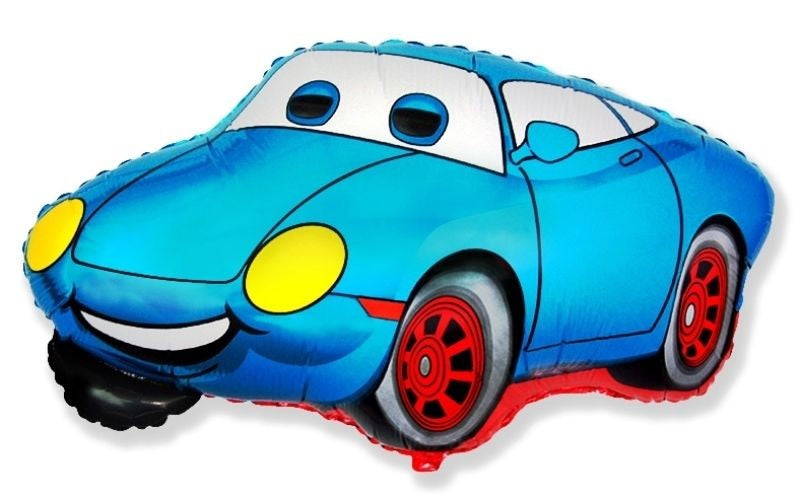 20" Racing Car Blue Foil Balloon