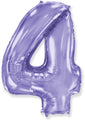 A balloon that inflates to 32".  Lilac Number "4" Foil Balloon Flexmetal