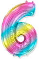 26" Inflated Foil Balloon Made By Flexmetal Medium Size Balloon Number Shaped like "6" Gradient