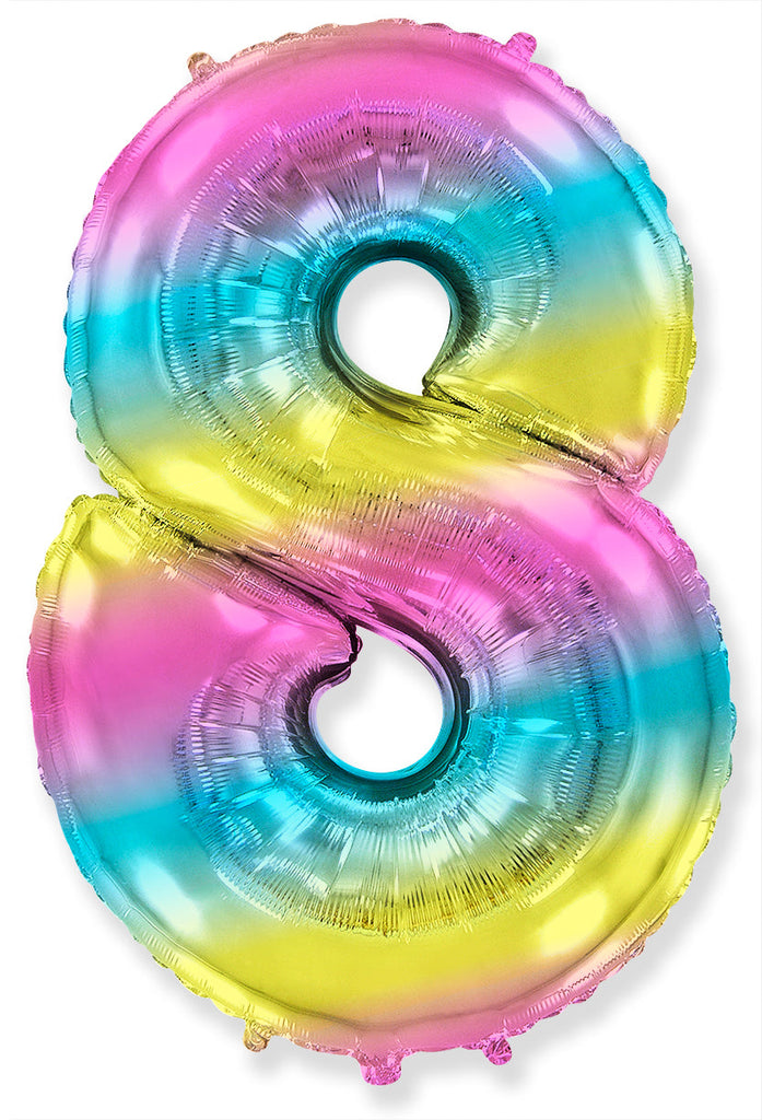 26" Inflated Foil Balloon Made By Flexmetal Medium Size Balloon Number Shaped like "8" Gradient