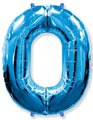 A balloon that inflates to 32".  Shape Number "0" Blue Balloon Flexmetal