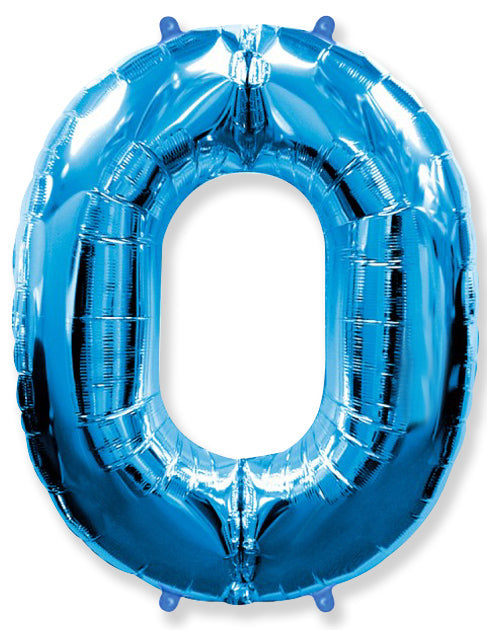 26" Inflated Foil Balloon Made By Flexmetal Medium Size Balloon Number Shaped like "0" Blue