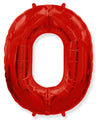 A balloon that inflates to 32".  Flexmetal Medium Size Balloon Number Shaped like "0" Red