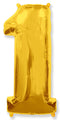26" Inflated Foil Balloon Made By Flexmetal Medium Size Balloon Number Shaped like "1" Gold