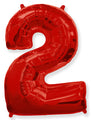 A balloon that inflates to 32".  Flexmetal Balloon Number Shaped like "2" Red
