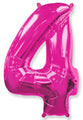 A balloon that inflates to 32".  Shape Number "4" Fuchsia Balloon Flexmetal