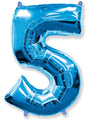 26" Inflated Foil Balloon Made By Flexmetal Medium Size Balloon Number Shaped like "5" Blue