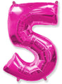 A balloon that inflates to 32".  Shape Number "5" Fuchsia Balloon Flexmetal