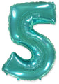 26" Inflated Foil Balloon Made By Flexmetal Medium Size Balloon Number Shaped like "5" Turquoise
