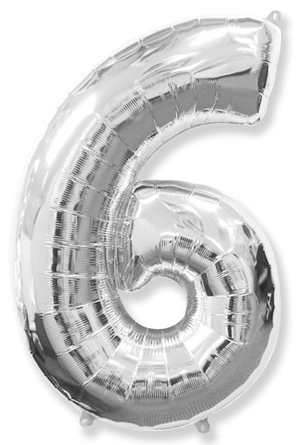 26" Inflated Foil Balloon Made By Flexmetal Medium Size Balloon Number Shaped like "6" Silver