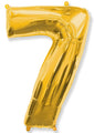 26" Inflated Foil Balloon Made By Flexmetal Medium Size Balloon Number Shaped like "7" Gold