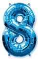 26" Inflated Foil Balloon Made By Flexmetal Medium Size Balloon Number Shaped like "8" Blue