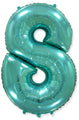 26" Inflated Foil Balloon Made By Flexmetal Medium Size Balloon Number Shaped like "8" Turquoise
