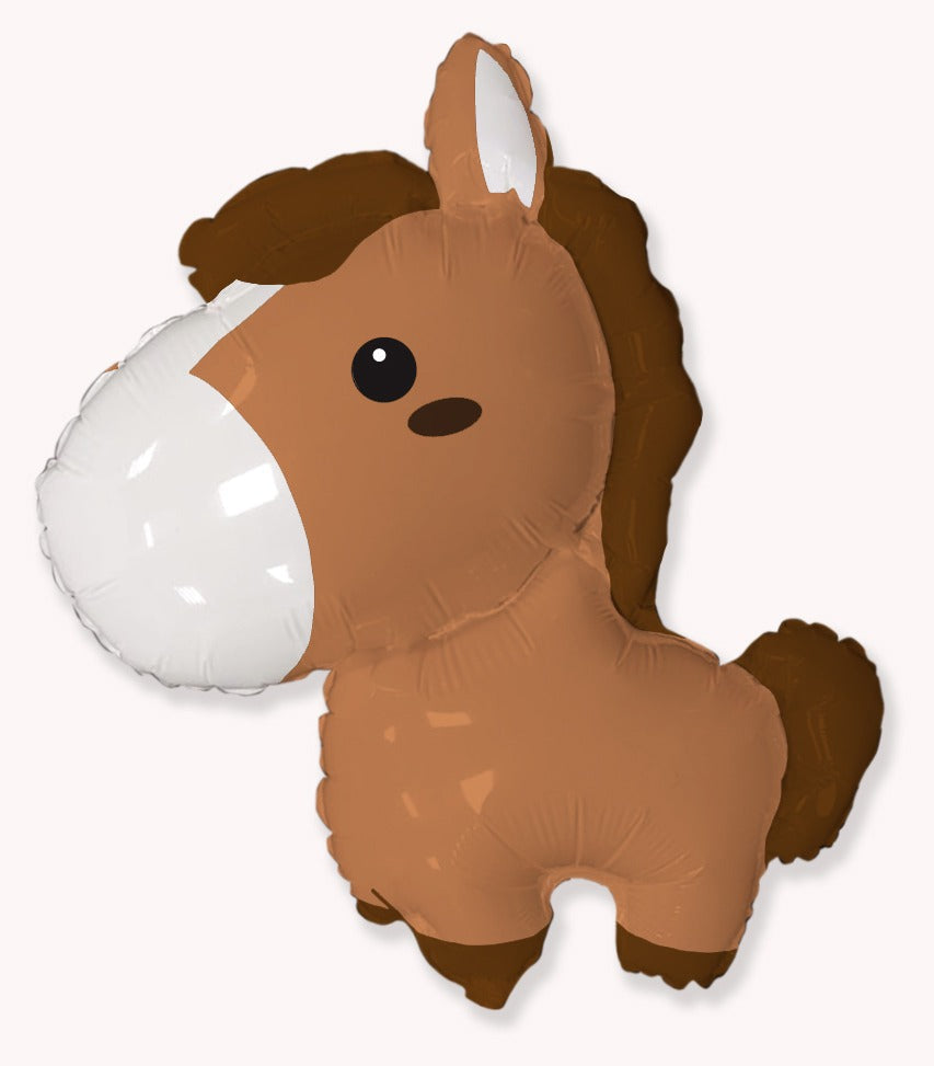 34" Brown Baby Horse Foil Balloon