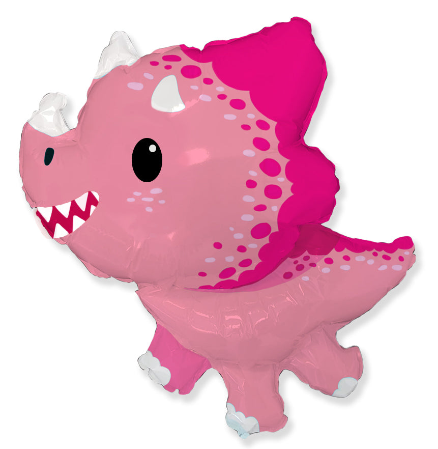 34" Pink Baby Triceratops Foil Balloon