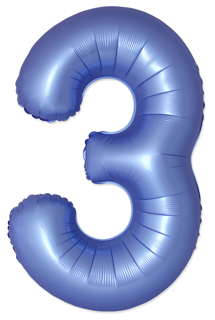 Inflated Balloons to 32". Number "3" Slimmer Design compared to other. Brands and Sizes. Color Satin Blue Reflex. Brand Flexmetal