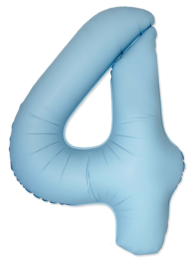 Inflated Balloons to 32". Number "4" Slimmer Design compared to other. Brands and Sizes. Color Matte Blue. Brand Flexmetal