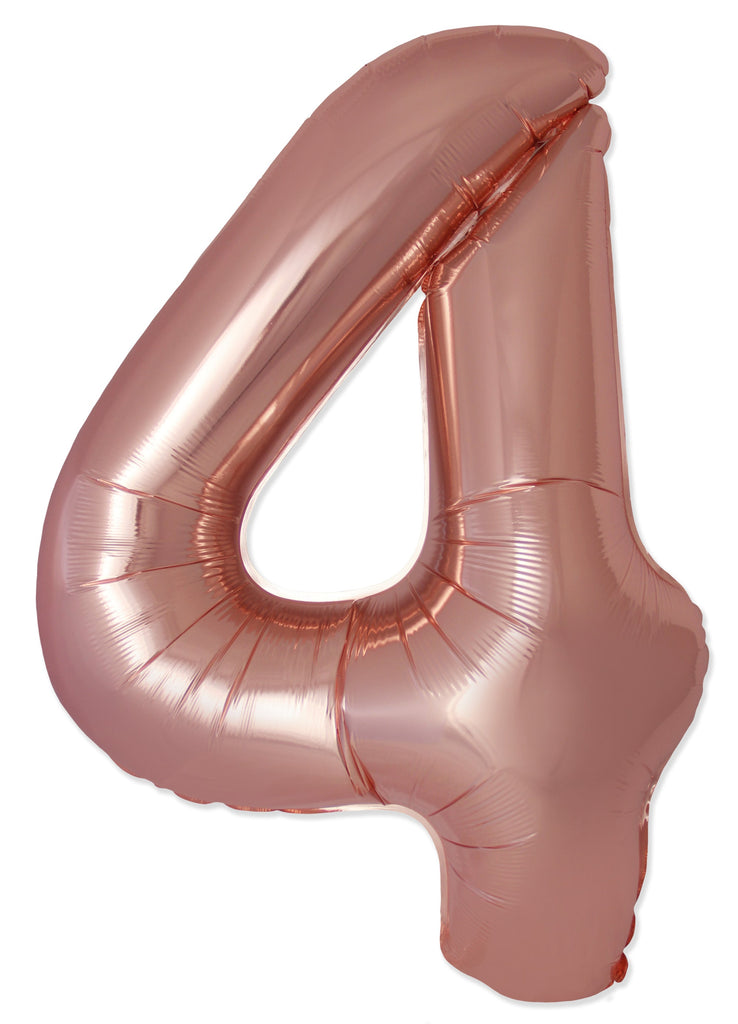 Inflated Balloons to 32". Number "4" Slimmer Design compared to other. Brands and Sizes. Color Rose Gold. Brand Flexmetal