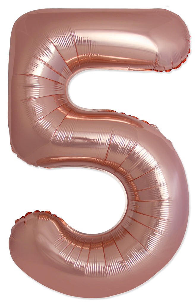 Inflated Balloons to 32". Number "5" Slimmer Design compared to other. Brands and Sizes. Color Rose Gold. Brand Flexmetal