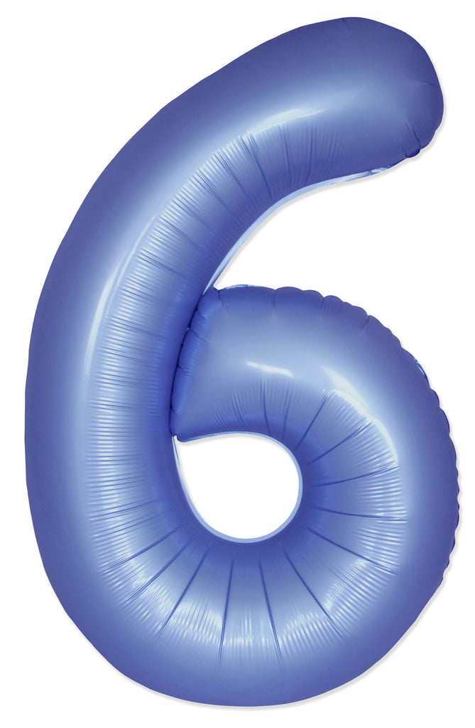 Inflated Balloons to 32". Number "6" Slimmer Design compared to other. Brands and Sizes. Color Satin Blue Reflex. Brand Flexmetal
