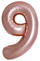 Inflated Balloons to 32". Number "9" Slimmer Design compared to other. Brands and Sizes. Color Rose Gold. Brand Flexmetal