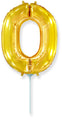 14" Airfill Only Flexmetal Foil Balloon Number "0" Gold