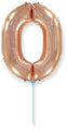 14" Airfill Only Flexmetal Foil Balloon Number "0" Rose Gold