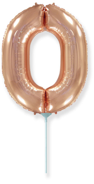 14" Airfill Only Flexmetal Foil Balloon Number "0" Rose Gold