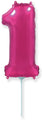 14" Airfill Only Flexmetal Foil Balloon Number "1" Fuchsia