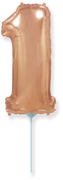 14" Airfill Only Flexmetal Foil Balloon Number "1" Rose Gold