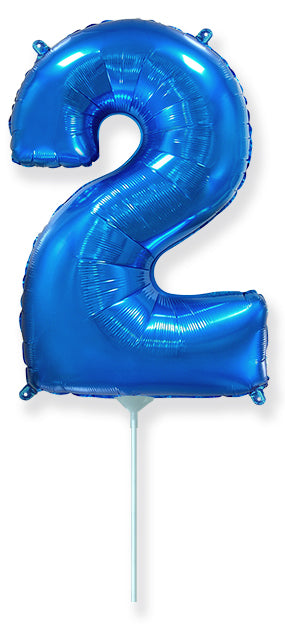 14" Airfill Only Flexmetal Foil Balloon Number "2" Blue