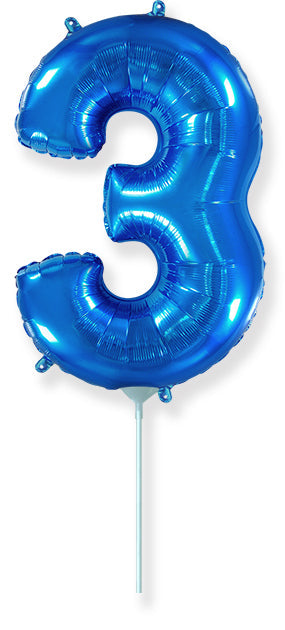 14" Airfill Only Flexmetal Foil Balloon Number "3" Blue