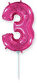 14" Airfill Only Flexmetal Foil Balloon Number "3" Fuchsia