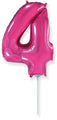 14" Airfill Only Flexmetal Foil Balloon Number "4" Fuchsia