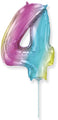 14" Airfill Only Flexmetal Foil Balloon Number "4" Gradient