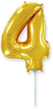 14" Airfill Only Flexmetal Foil Balloon Number "4" Gold