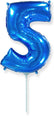 14" Airfill Only Flexmetal Foil Balloon Number "5" Blue