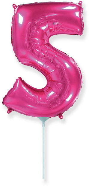 14" Airfill Only Flexmetal Foil Balloon Number "5" Fuchsia